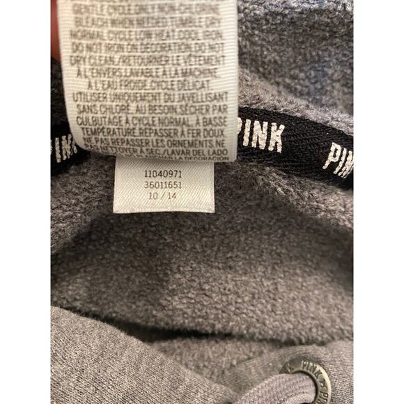 Victoria’s Secret PINK Sequin Leopard Colorblock Hoodie Sweatshirt Med Bling - Picture 9 of 9